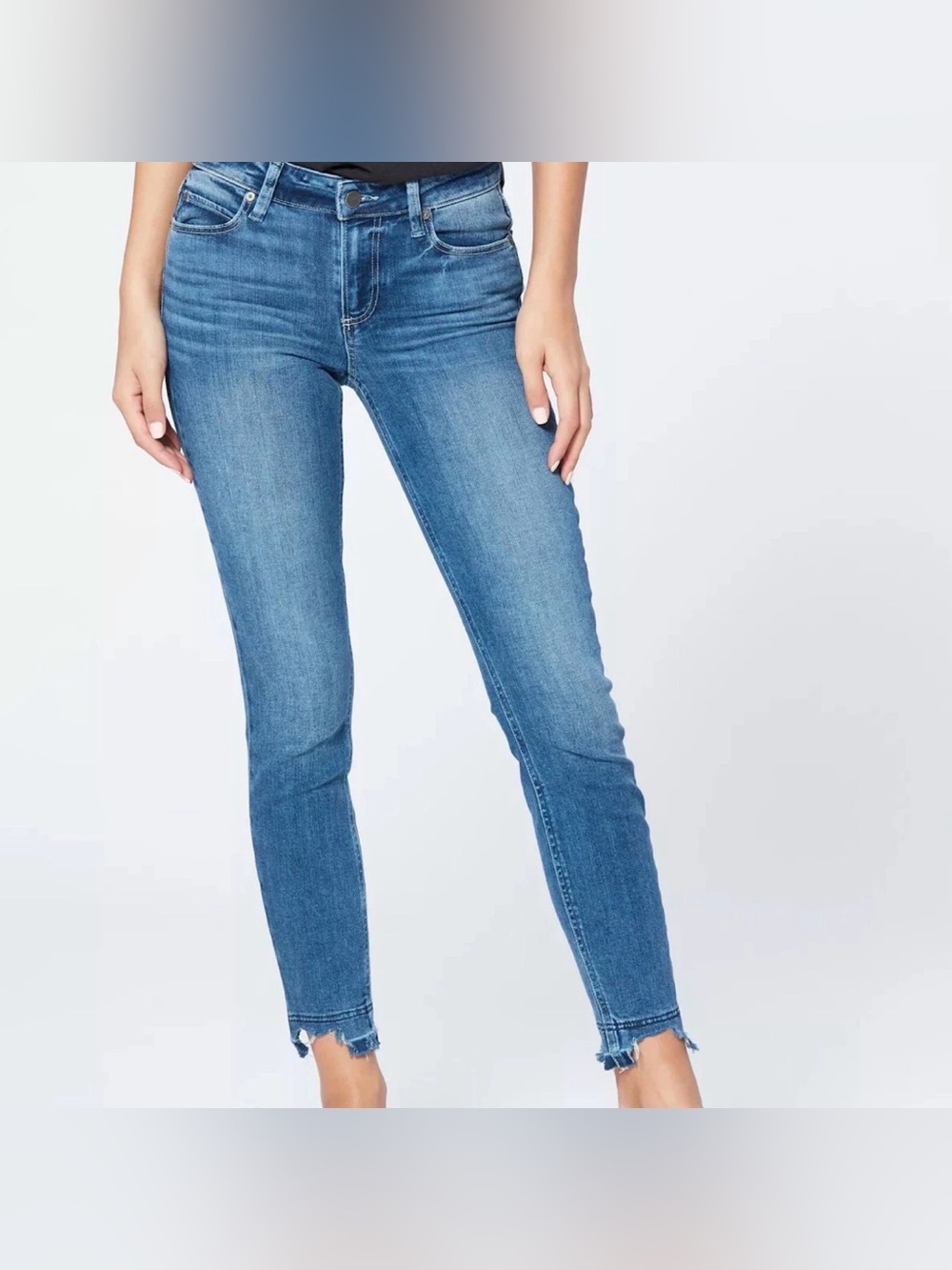PAIGE Verdugo Ankle Luau Distressed Ragged Fray Hem High Rise Jeans